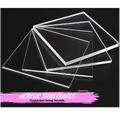 Clear acrylic substrates on a black background with text 'Acrylic Substrates'.