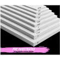 Stack of white PVC substrates with thickness measurements on a black background