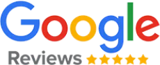 Google Reviews logo with five stars on a white background