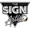 Logo for 'The Sign Artist' with a brush and black and white design.